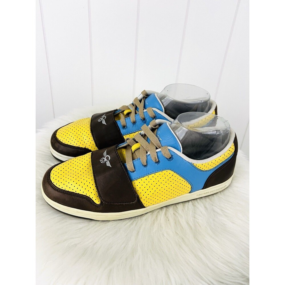 Creative Recreation Cesario Lo Yellow Laser Cut Leather Sneakers Retro Size 8.5